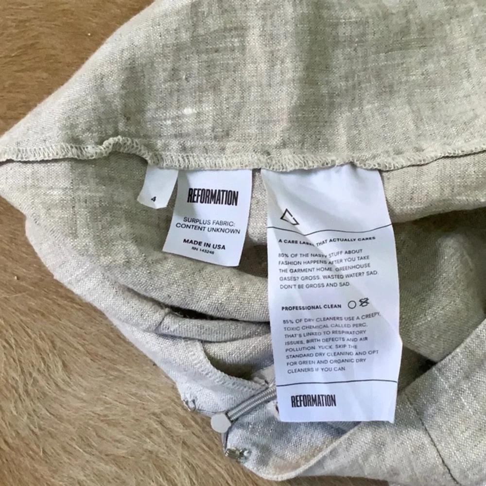 The reformation linen skirt oatmeal size 4 - Picture 2 of 3